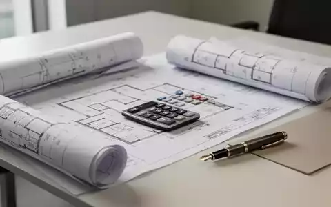 Ein moderner Schreibtisch mit Bauplänen, einem Taschenrechner und einem Füllfederhalter als Symbol für steuerliche Planung. - Foto: über boerse-global.de