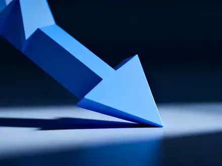 Abstrakte Darstellung eines fallenden Finanzmarkttrends mit kühler Beleuchtung und minimalistischen Formen. - Foto: über boerse-global.de