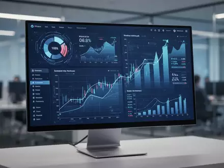 Digitale Finanzdiagramme und Datenvisualisierung auf einem Computermonitor in einem modernen Unternehmensbüro. - Foto: über boerse-global.de