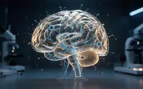 Ein leuchtendes, transparentes Gehirnmodell in einer dunklen Laborumgebung als Symbol für neurologische Forschung. - Foto: über boerse-global.de