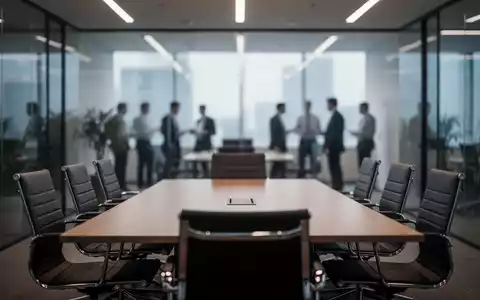 Ein moderner, verschwommener Büro-Besprechungsraum als Symbol für Dialog am Arbeitsplatz und arbeitsmarktpolitische Debatten. - Foto: über boerse-global.de