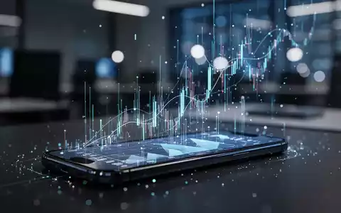 Modernes Smartphone mit einer Finanz-App-Oberfläche und abstrakten digitalen Datenströmen für KI-basierte Ausgabenanalyse. - Foto: über boerse-global.de