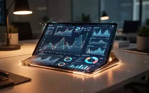 Ein moderner Büroarbeitsplatz mit einem Tablet, auf dem komplexe Datenanalysen und Diagramme zur Arbeitszeitplanung zu sehen sind. - Foto: über boerse-global.de