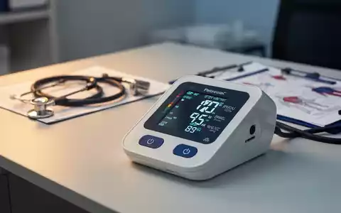 Digitales Blutdruckmessgerät auf einem Schreibtisch in einer Arztpraxis zur Darstellung der Hypertonie-Diagnostik. - Foto: über boerse-global.de