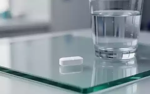 Eine einzelne medizinische Tablette auf einer sterilen Oberfläche neben einem Glas Wasser als Symbol für die medikamentöse Therapie. - Foto: über boerse-global.de