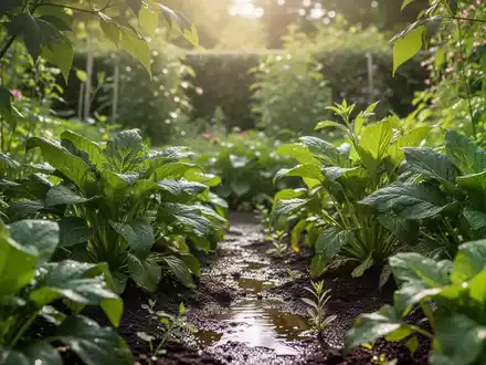 Ein gepflegter, üppig grüner Garten bei hellem Sonnenlicht, der die Bedeutung nachhaltiger Bewässerung unterstreicht. - Foto: über boerse-global.de