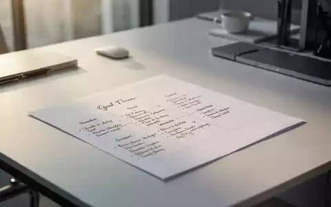 Ein minimalistischer Schreibtisch mit einem einzelnen Blatt Papier, das strukturierte Ziele und Notizen enthält. - Foto: über boerse-global.de