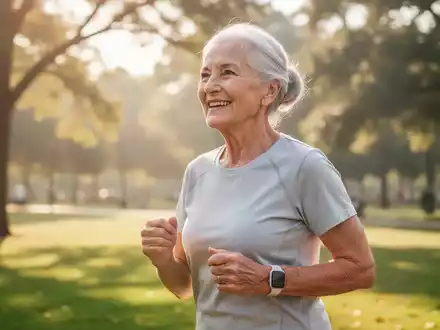 Eine aktive ältere Person genießt das Sonnenlicht in einem Park, symbolisch für die Bedeutung von Vitamin D im Alter. - Foto: über boerse-global.de