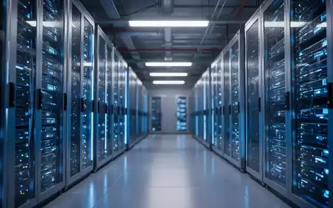 Moderne Serverräume in einem Hochleistungs-Rechenzentrum mit blau leuchtenden Server-Racks. - Foto: über boerse-global.de