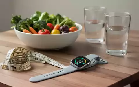 Ein Maßband, frisches Gemüse und eine Smartwatch auf einem Holztisch als Symbole für ein gesundes Gewichtsmanagement. - Foto: über boerse-global.de