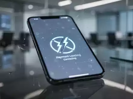 Ein verschwommenes Smartphone-Display mit einem Ladesymbol und einem Verbindungssymbol als Symbol für digitale Störungen. - Foto: über boerse-global.de