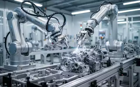 Ein kollaborativer Roboterarm bei der hochpräzisen Montage in einer modernen, automatisierten Industrieanlage. - Foto: über boerse-global.de
