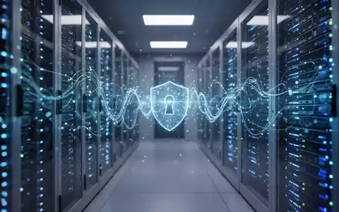 Abstraktes Serverraum-Szenario mit leuchtenden Datenströmen und Fokus auf Cybersicherheit. - Foto: über boerse-global.de