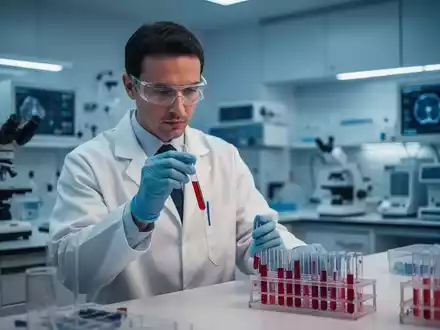Ein Wissenschaftler analysiert eine Blutprobe in einem modernen medizinischen Labor für die Leberforschung. - Foto: über boerse-global.de