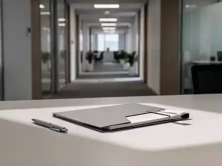 Ein minimalistisch gestalteter Schreibtisch in einem Jobcenter mit Fokus auf Unterlagen und Büroausstattung. - Foto: über boerse-global.de