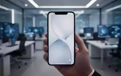 Ein modernes Smartphone in einer Hand vor einem verschwommenen Bürohintergrund, das ein minimalistisches Interface zeigt. - Foto: über boerse-global.de