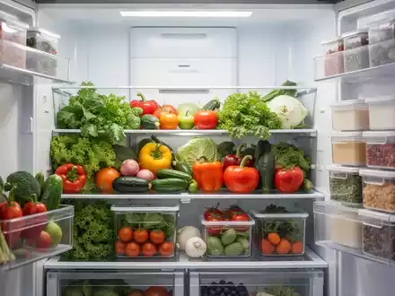 Ein organisierter, moderner Kühlschrank gefüllt mit frischem Gemüse und Lebensmitteln zur optimalen Lagerung bei Hitze. - Foto: über boerse-global.de