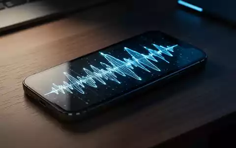 Ein Smartphone auf einem Schreibtisch zeigt eine digitale Tonspur, die die Gefahr durch KI-gestützte Sprachnachrichten symbolisiert. - Foto: über boerse-global.de