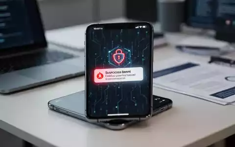 Ein Smartphone auf einem Schreibtisch zeigt eine verdächtige Benachrichtigung, die auf eine Cyber-Betrugswelle hindeutet. - Foto: über boerse-global.de
