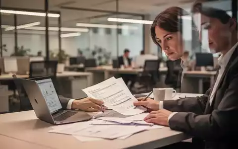 Eine Person betrachtet Dokumente an einem modernen Schreibtisch in einem Büro. - Foto: über boerse-global.de