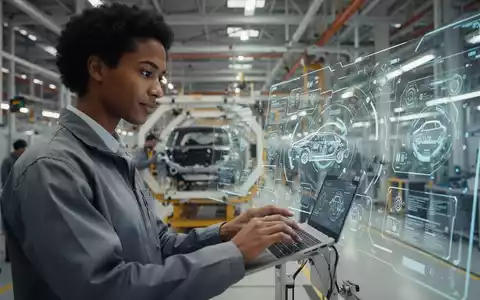 Fachkraft bei der Arbeit an einer digitalen Schnittstelle in einer modernen, technologisch fortschrittlichen Fabrik. - Foto: über boerse-global.de