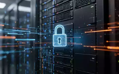 Digitale Sicherheitslücke an einem Server-Rack mit leuchtenden Datenströmen als Symbol für IT-Bedrohungen. - Foto: über boerse-global.de