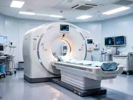 Moderner Computertomograph in einer hellen radiologischen Praxis zur Früherkennung von Lungenerkrankungen. - Foto: über boerse-global.de