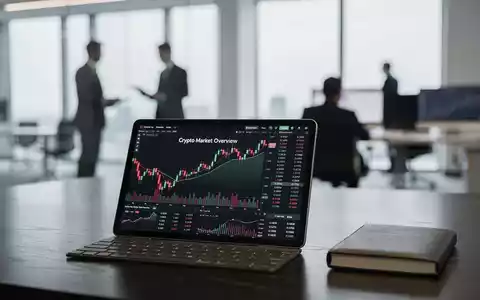 Digitale Finanzdiagramme auf einem Tablet, die einen leicht negativen Markttrend für Kryptowährungen symbolisieren. - Foto: über boerse-global.de