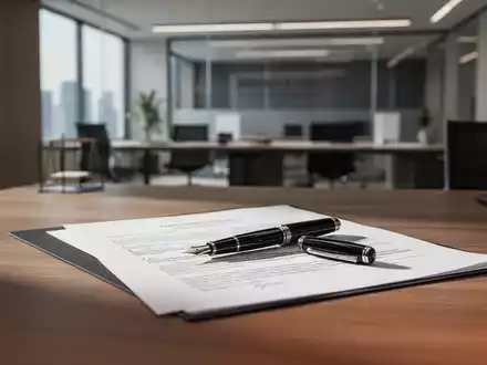 Ein moderner Schreibtisch mit einem Füllfederhalter auf einem Rechtsdokument in einem professionellen Büro. - Foto: über boerse-global.de