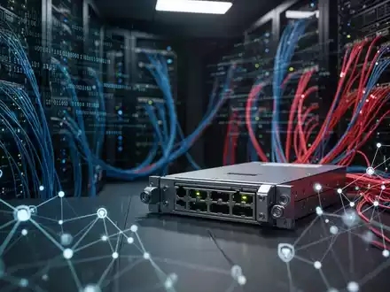 Glühende Glasfaserkabel und digitale Codeknoten, die fortschrittliche staatlich geförderte Cyberangriffs-Infrastruktur darstellen. - Foto: über boerse-global.de