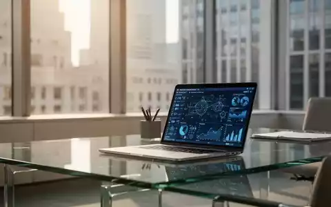 Moderner, minimalistischer Regierungsbüro-Arbeitsplatz mit Laptop und Datenvisualisierungen, weiches natürliches Licht. - Foto: über boerse-global.de