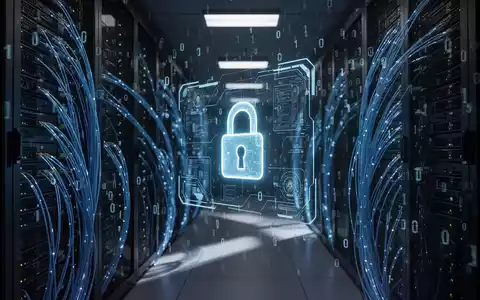 Digitale Darstellung von Cyber-Sicherheit mit glühenden Datenströmen und einem Vorhängeschloss-Symbol als Metapher für Datendiebstahl. - Foto: über boerse-global.de