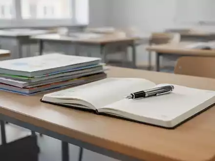Ein moderner Schreibtisch in einem Klassenzimmer mit Lehrmaterialien, der die finanzielle Aufwertung des Lehrberufs symbolisiert. - Foto: über boerse-global.de