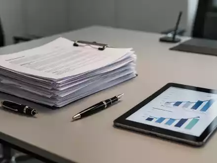 Ein moderner Schreibtisch mit Dokumenten und einem Tablet, das Wachstumskurven anzeigt, als Symbol für Bürokratieabbau. - Foto: über boerse-global.de