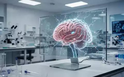 Medizinische 3D-Visualisierung eines menschlichen Gehirns auf einem Monitor in einem modernen Forschungslabor. - Foto: über boerse-global.de