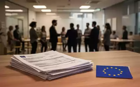 Ein Schreibtisch mit Dokumenten und einem EU-Symbol, das die drohenden Kürzungen bei sozialen Förderprogrammen versinnbildlicht. - Foto: über boerse-global.de