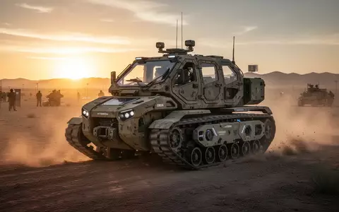 Geländegängiges autonomes Hybrid-Elektro-Versorgungsfahrzeug bei Militärtest in der Wüste. - Foto: über boerse-global.de