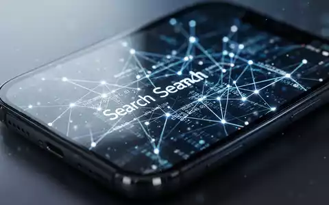 Ein Smartphone-Bildschirm zeigt abstrakte digitale Datenverbindungen und Suchalgorithmen in einer professionellen Büroumgebung. - Foto: über boerse-global.de
