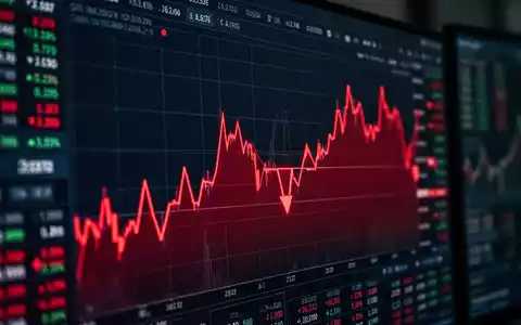 Rote fallende Aktienkurse auf einem digitalen Monitor als Symbol für einen Börsencrash. - Foto: über boerse-global.de