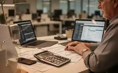 Ein älterer Mensch arbeitet an einem Laptop und Taschenrechner an einem Schreibtisch mit Finanzunterlagen. - Foto: über boerse-global.de