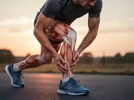 Eine Person hält sich beim Joggen schmerzhaft die Wade aufgrund eines Muskelkrampfes. - Foto: über boerse-global.de