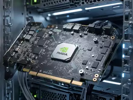 Nahaufnahme einer High-End-NVIDIA-GPU-Leiterplatte in einem modernen Serverrack mit filmischer Beleuchtung. - Foto: über boerse-global.de