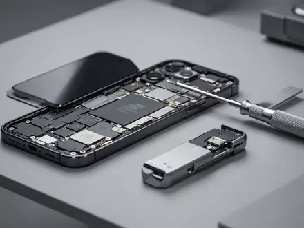 Ein zerlegtes Smartphone und ein Schraubendreher auf einer Werkbank symbolisieren die Herausforderungen des Rechts auf Reparatur. - Foto: über boerse-global.de