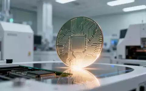 Ein glänzender Silizium-Wafer mit komplexen Schaltkreisen in einer modernen Reinraumumgebung. - Foto: über boerse-global.de