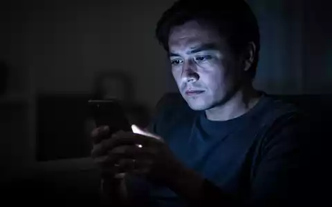 Eine Person blickt in einem abgedunkelten Raum auf ein leuchtendes Smartphone, das ihr Gesicht in den Fokus rückt. - Foto: über boerse-global.de