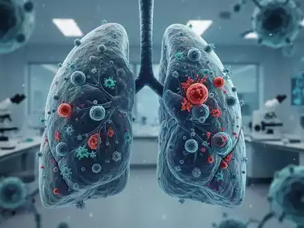 Mikroskopische Aufnahme von Lungenepithelzellen zur Veranschaulichung von Proteostase-Stress bei Lungenfibrose. - Foto: über boerse-global.de