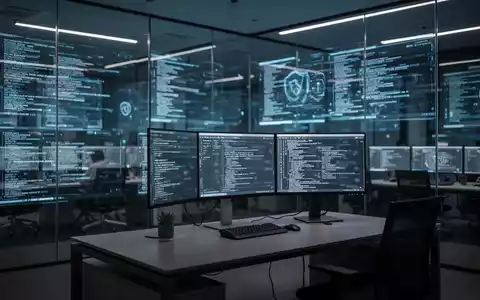 Modernes Cybersecurity-Kontrollzentrum mit digitalen Datenströmen und professioneller Beleuchtung. - Foto: über boerse-global.de