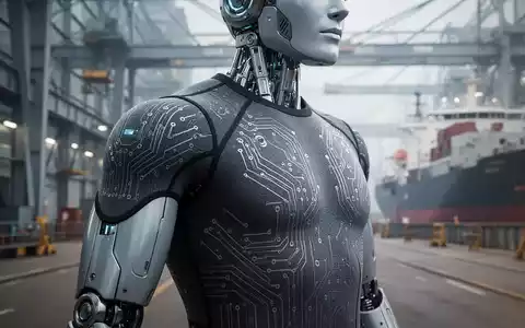 Humanoider Roboter mit spezialisierter intelligenter Haut in industrieller Werftumgebung. - Foto: über boerse-global.de