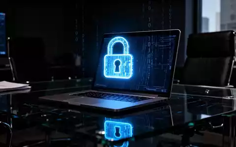 Leuchtendes digitales Schloss-Symbol auf Laptop-Bildschirm, das Cyberbedrohungen und Phishing-Angriffe symbolisiert. - Foto: über boerse-global.de