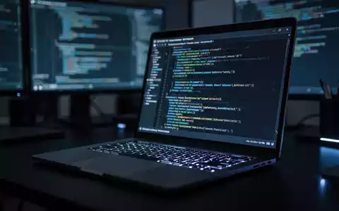 Ein dunkler Entwickler-Arbeitsplatz mit einem leuchtenden Terminal-Bildschirm, der den Fokus auf Cybersicherheit darstellt. - Foto: über boerse-global.de